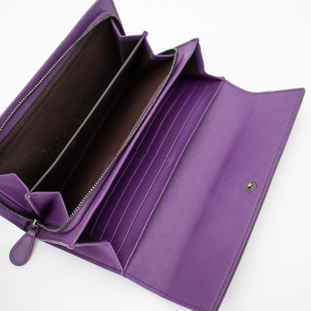 Bottega Veneta Purple Zip Wallet