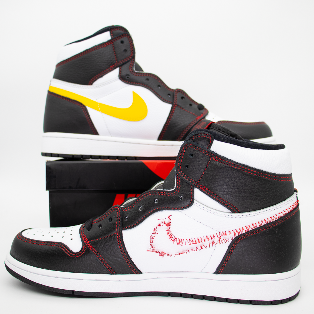 Jordan 1 Retro High Defiant White Black Gym Red Size 10